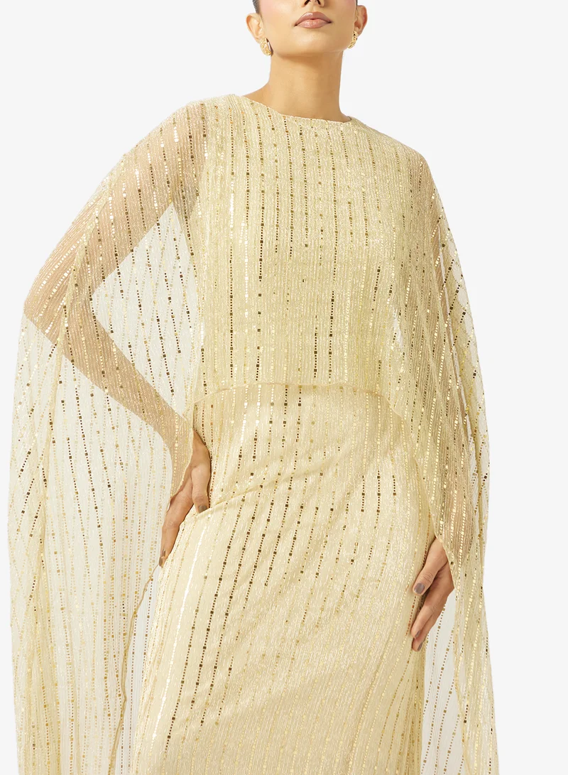 Golden Apple  Round Neck With Golden Sequin Dress for Women | Best Price UAE